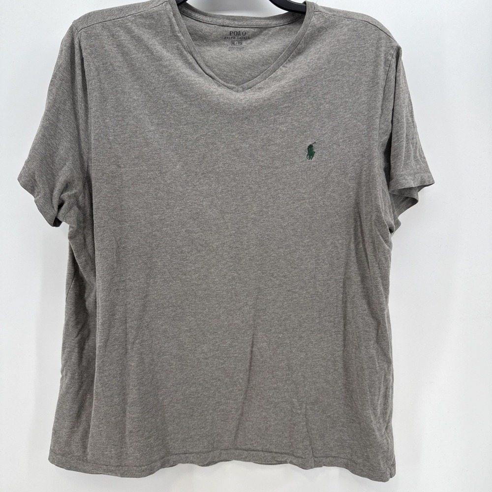Polo Ralph Lauren Shirt Mens XL Gray V Neck Short Sleeve 100% Cotton